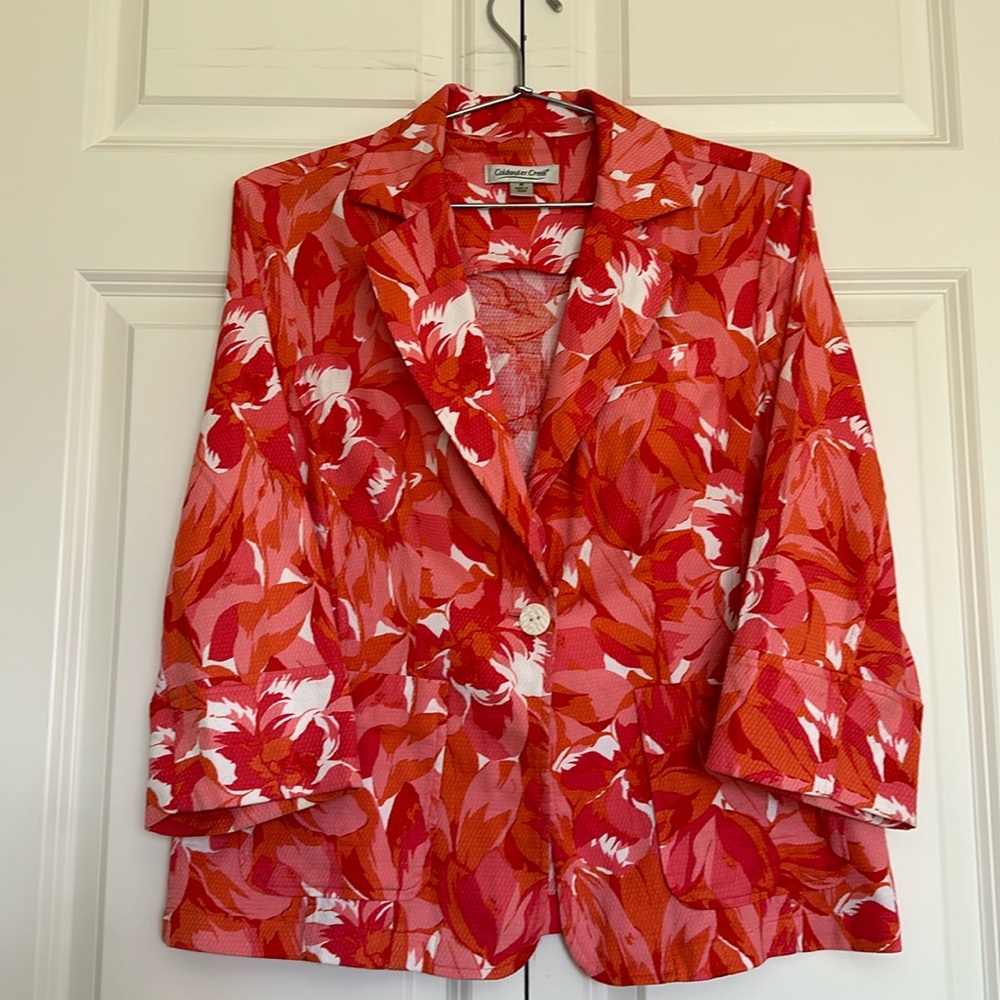 Coldwater Creek jacket pink and orange three-quarter sleeve . Size medium